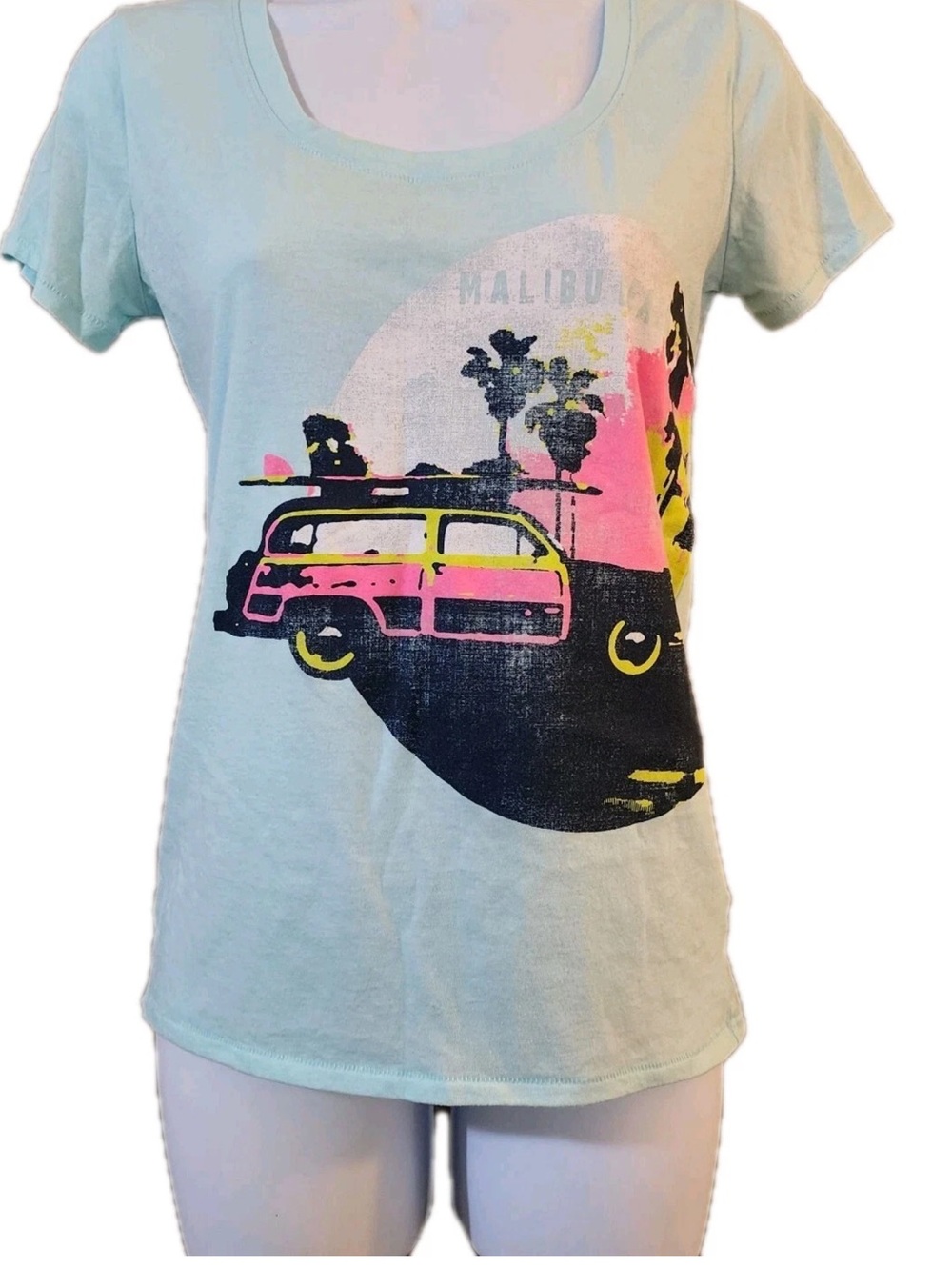 Arizona Jean Company Mint Tee with Pink & Black Surf Wagon Graphic